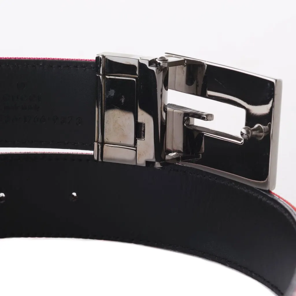 GUCCI Pink GG Canvas Belt with Silver G Buckle - '00s Pink Canvas Good - Box View