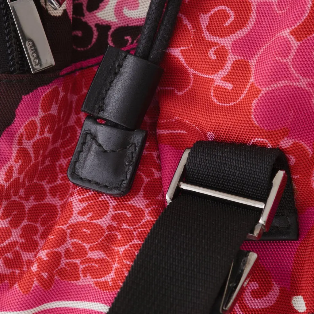 Gucci Printed Fabric Backpack with Leather Details - '00s Black Leather Good - Box View