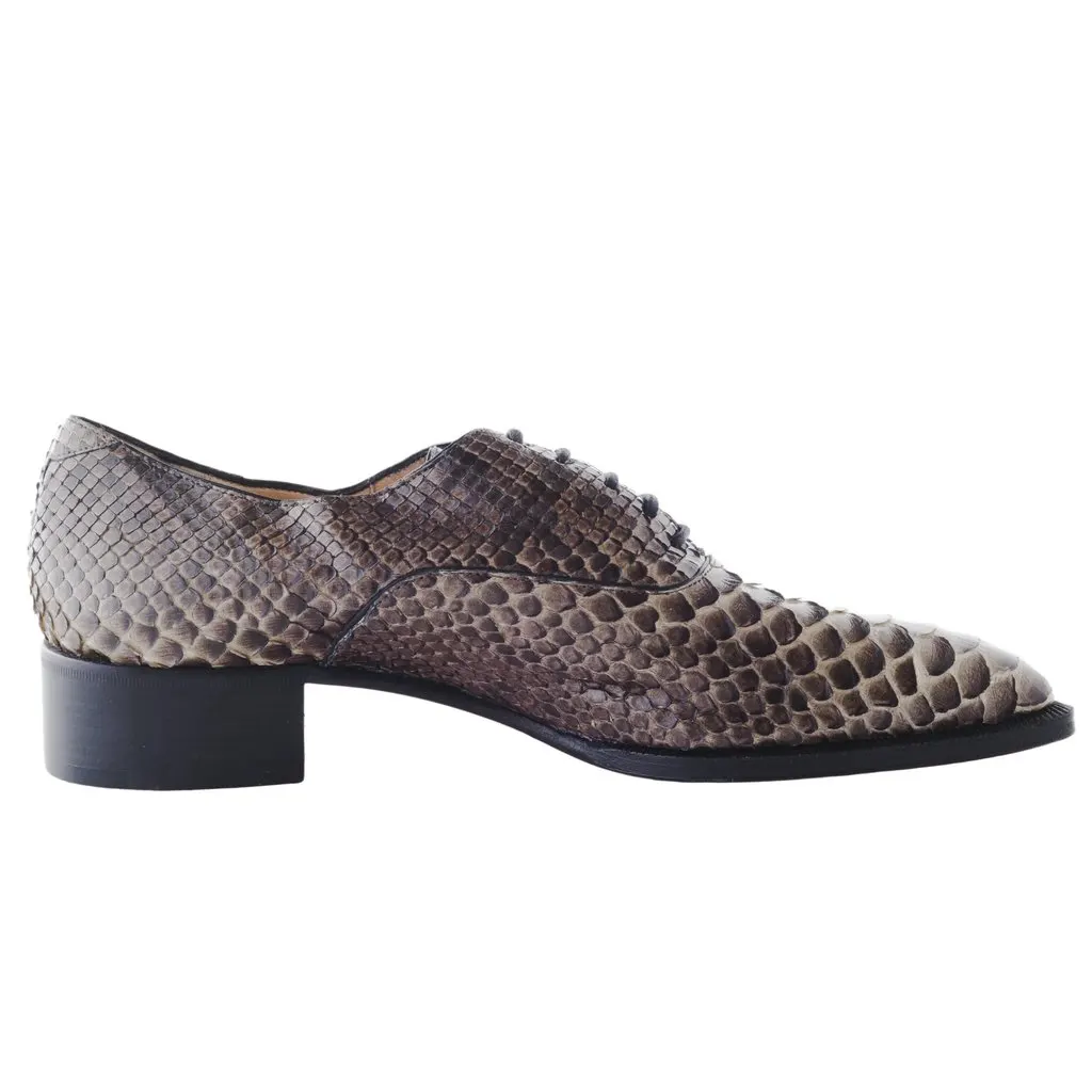 Christian Louboutin Louboutin Pointed-Toe Python Loafers - '10s Red Leather Good - Front View