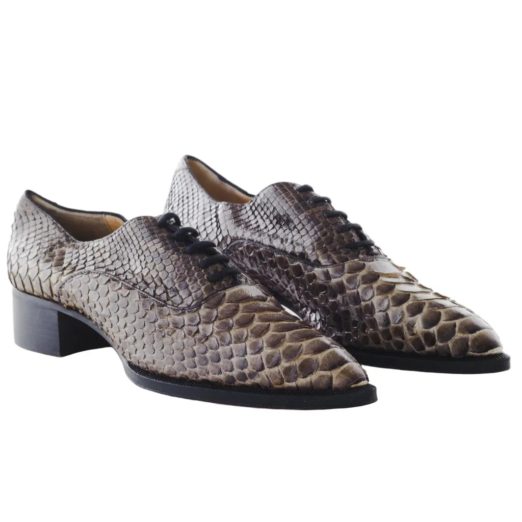 Christian Louboutin Louboutin Pointed-Toe Python Loafers - '10s Red Leather Good - Back View