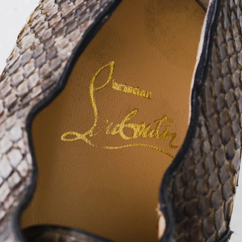 Christian Louboutin Louboutin Pointed-Toe Python Loafers - '10s Red Leather Good - Model View
