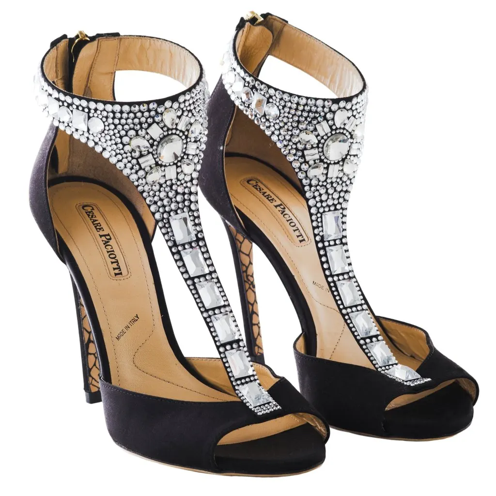 Cesare Paciotti Sequin Pumps - '10s Black Good - Back View