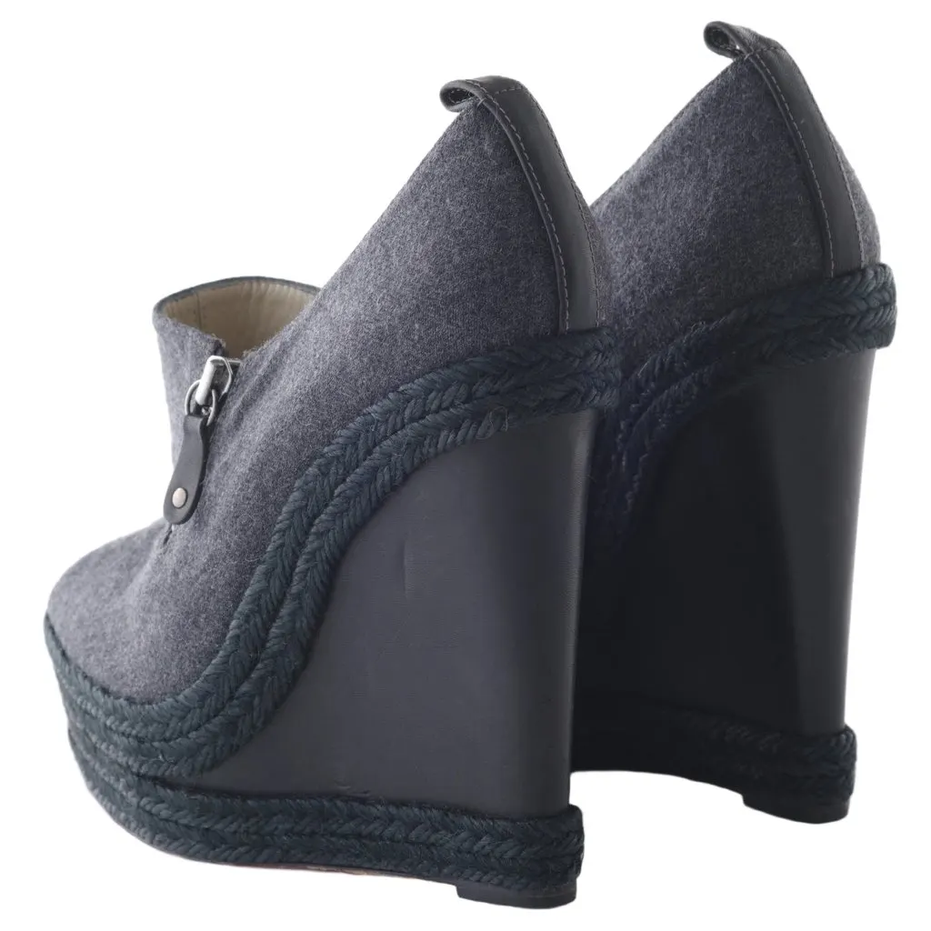Christian Louboutin wedge espadrille sandals - '10s Grey Canvas Good - Inside View