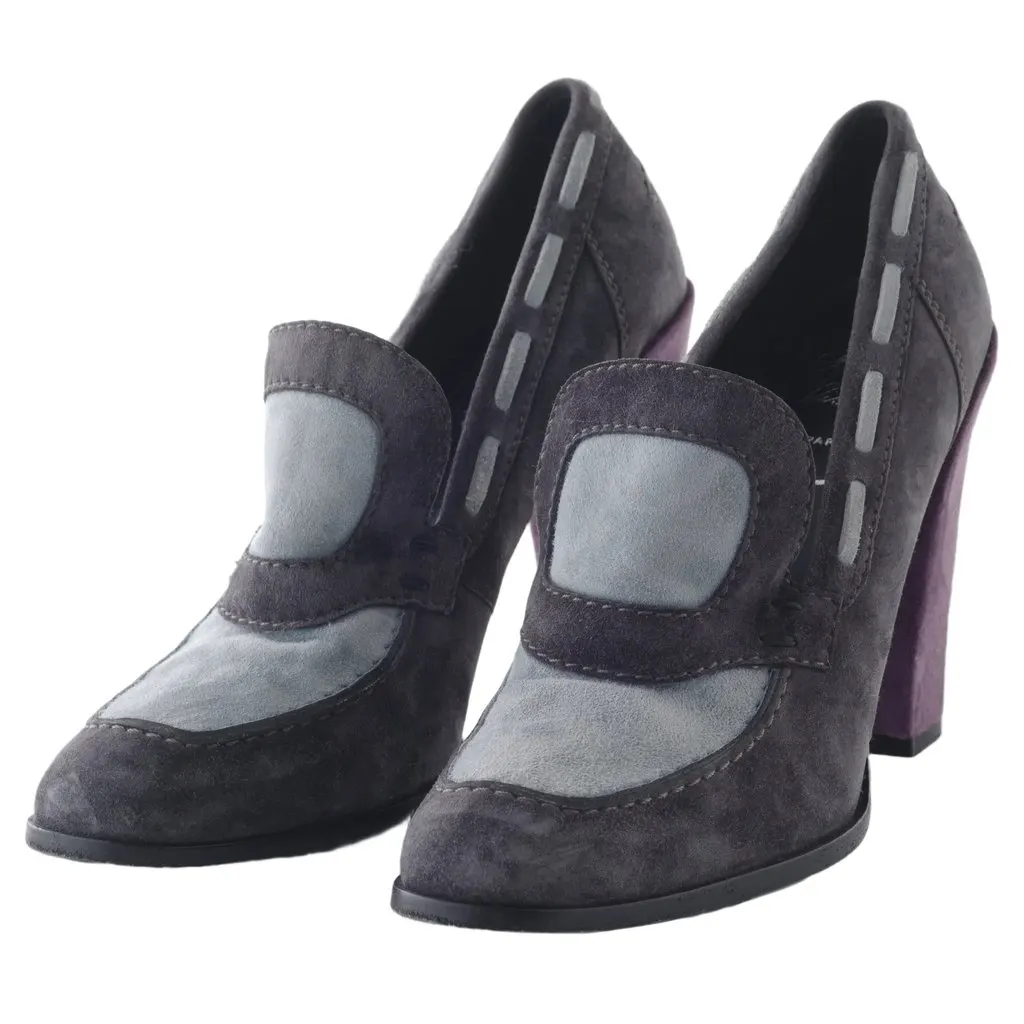 Roger Vivier Suede Pumps - '20s Grey Suede Good - Back View