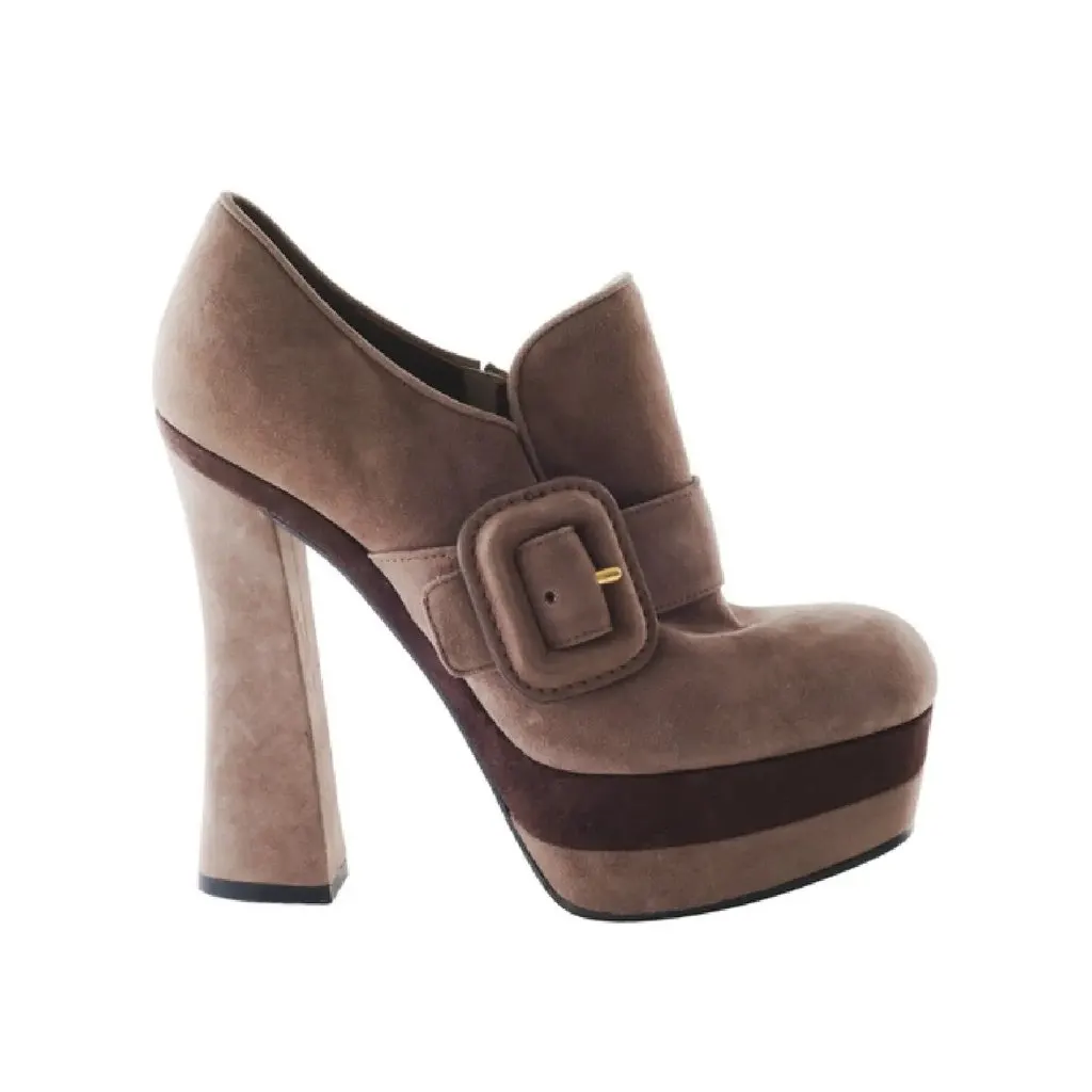 Miu Miu Pumps With Wedge Heel - '10s Brown Leather Good - Front View
