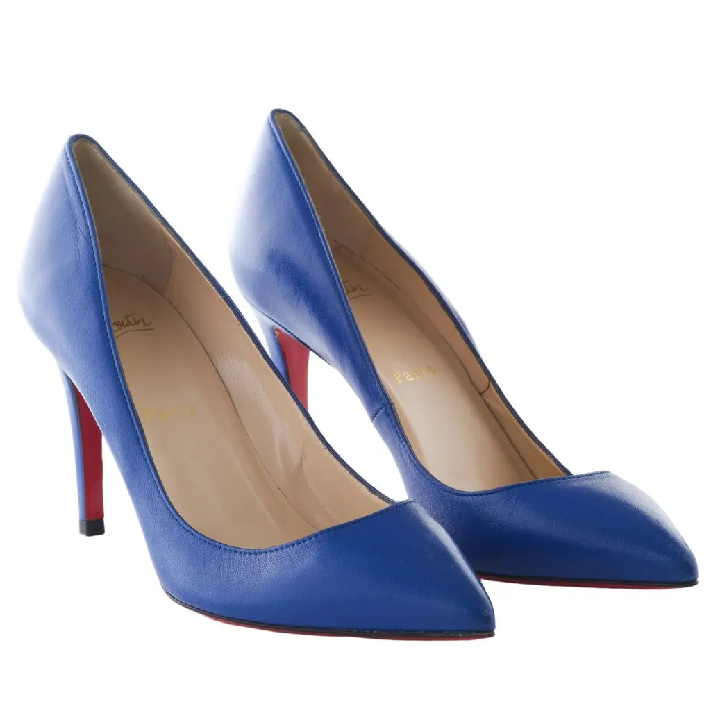 Christian Louboutin Pigalle Leather Pumps - '10s Blue Leather Good - Back View