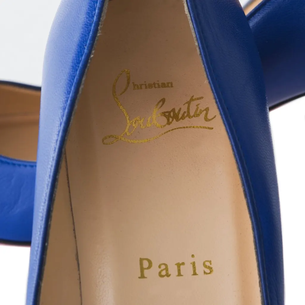 Christian Louboutin Pigalle Leather Pumps - '10s Blue Leather Good - Model View