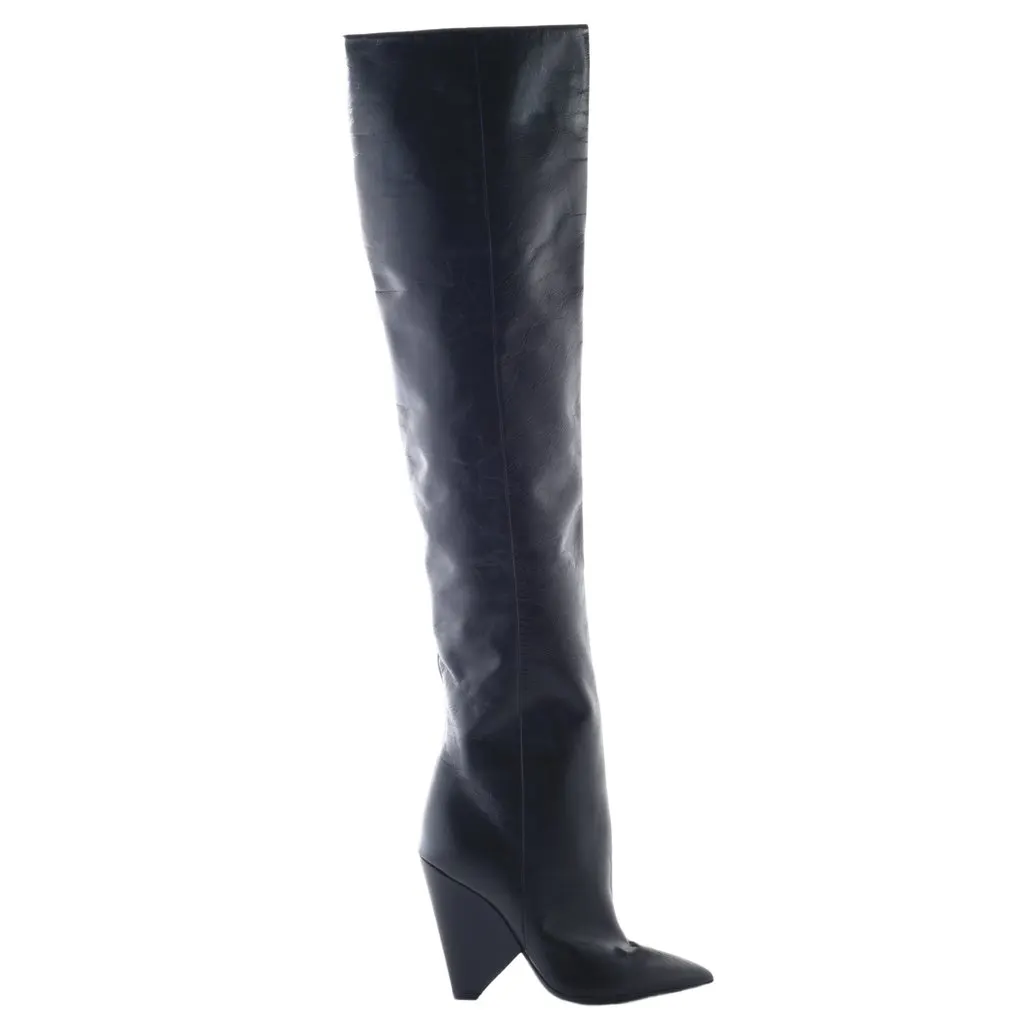 Saint Laurent Paris Saint Laurent Niki knee-high leather boots - '20s Black Leather Good - Front View