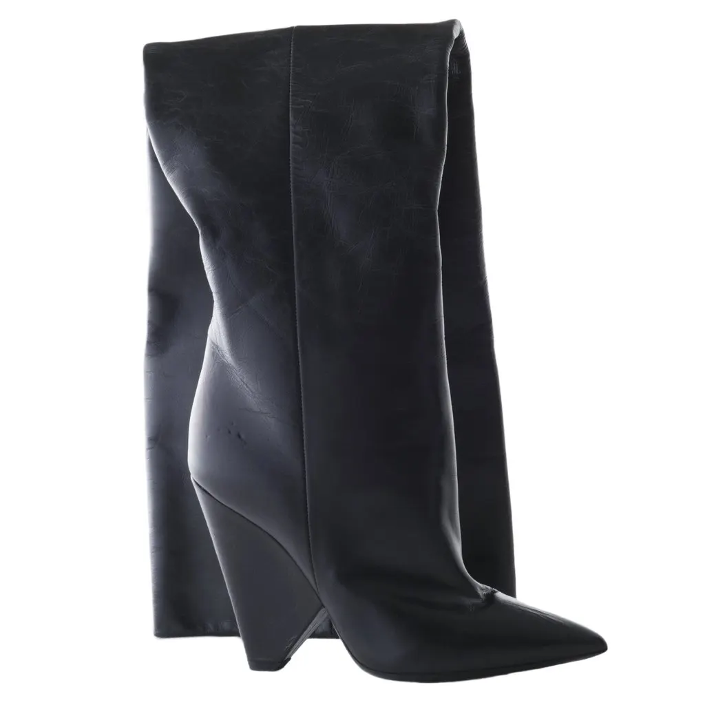 Saint Laurent Paris Saint Laurent Niki knee-high leather boots - '20s Black Leather Good - Inside View