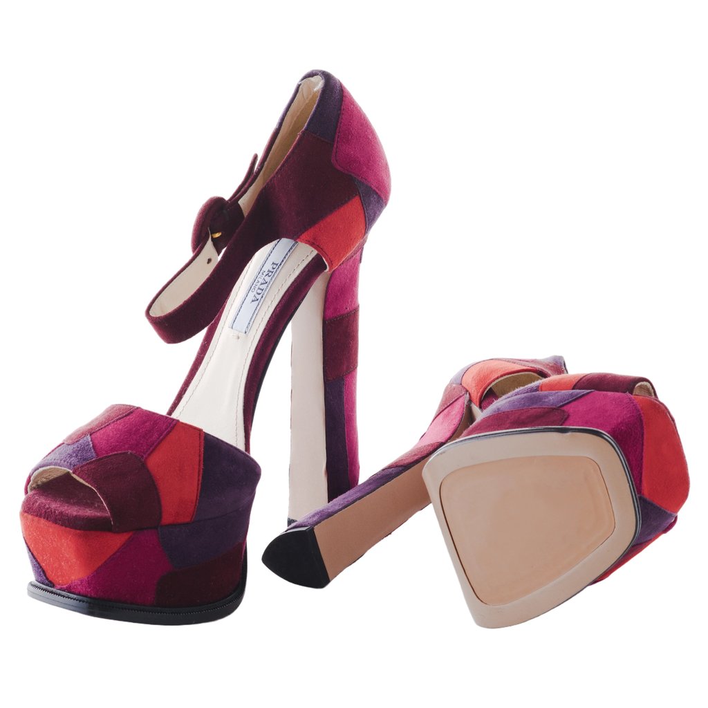 Prada Suede Patchwork Heel Sandals - '10s | Libas Collective