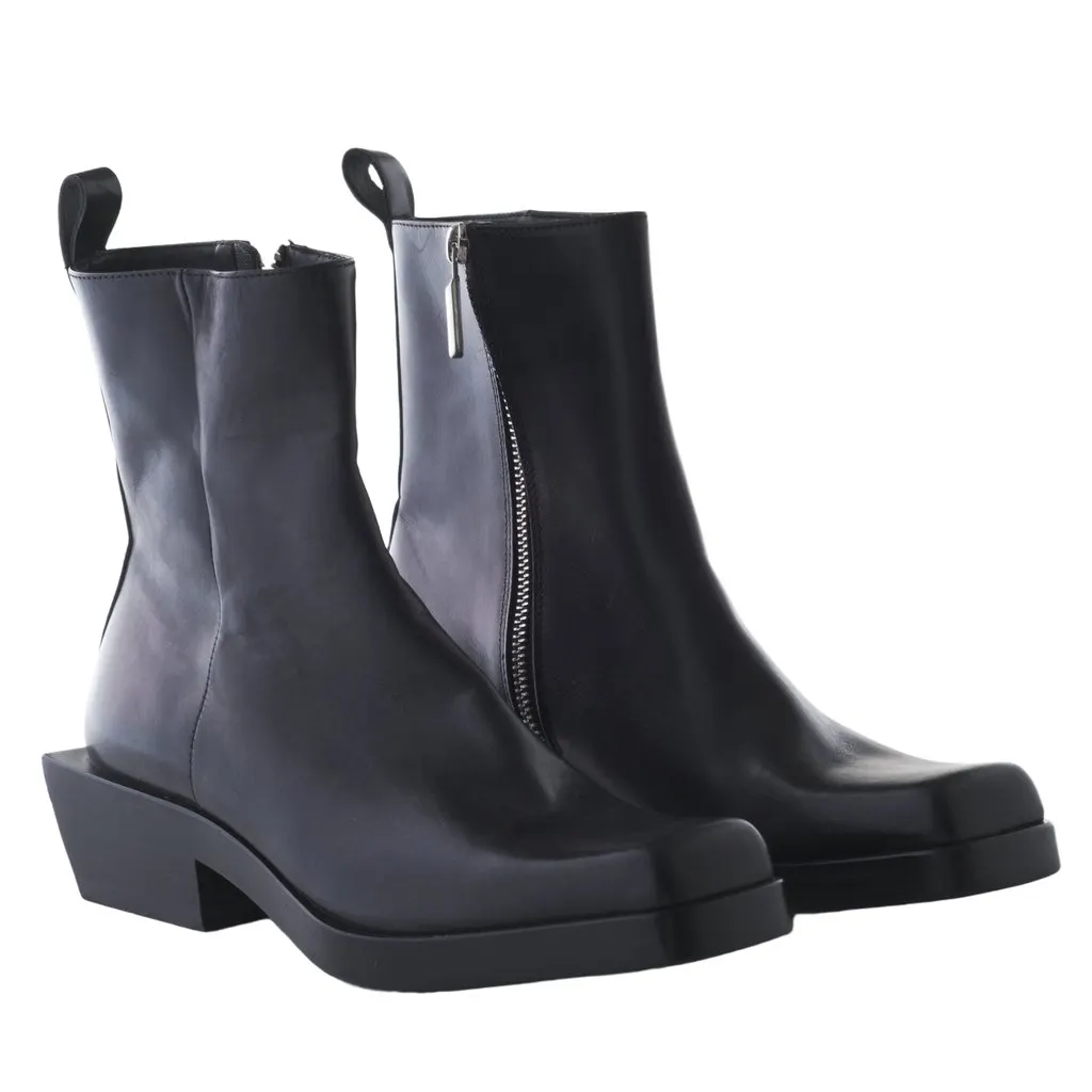 Cesare Paciotti Leather Ankle Boots - '20s Black Leather Good - Back View
