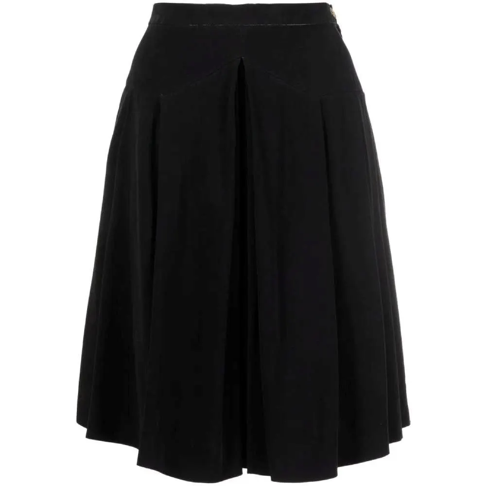 Chanel Black Paneled Skirt - '90s Black Good - Front View