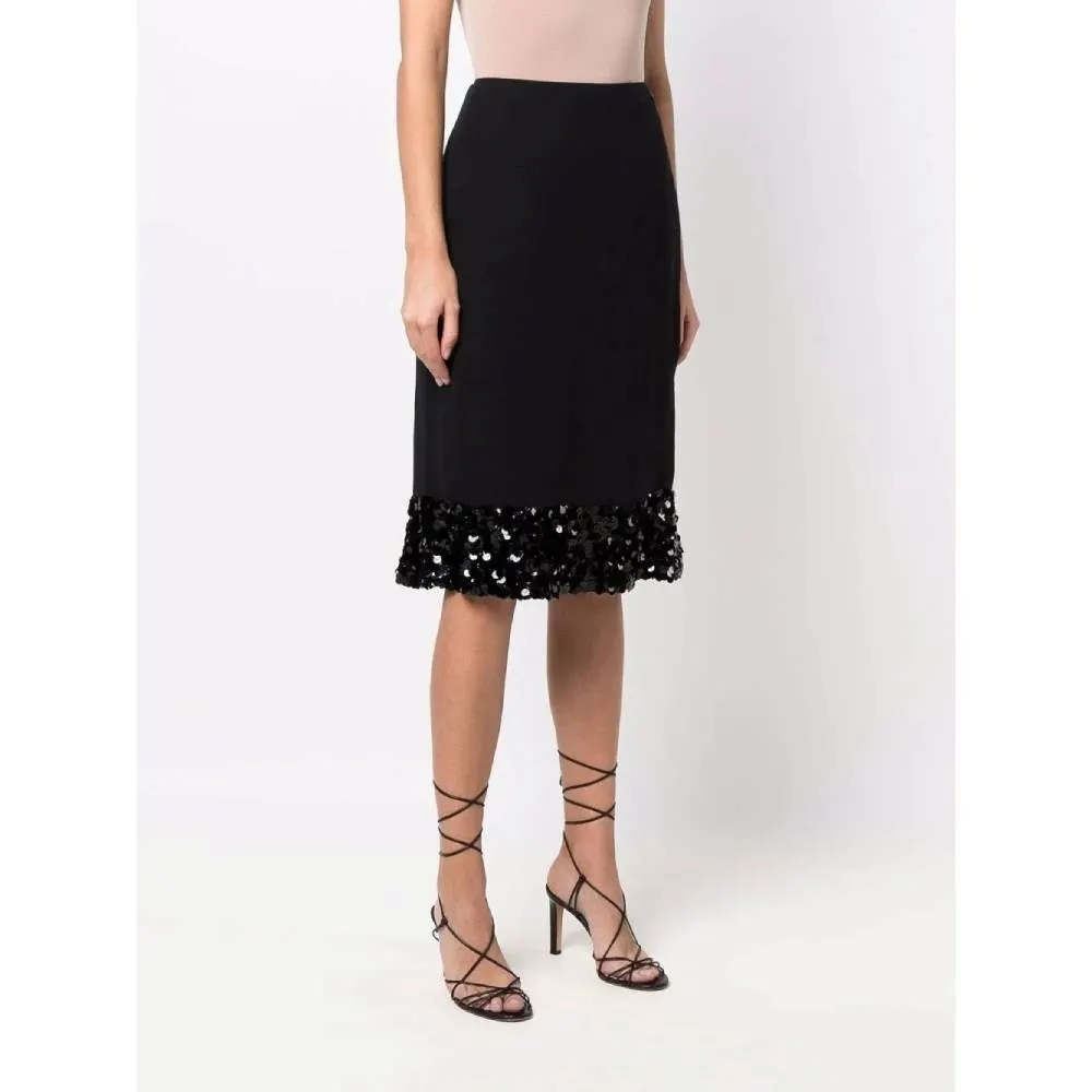 Chanel Black Silk Skirt - 2000s Black Silk Good - Inside View