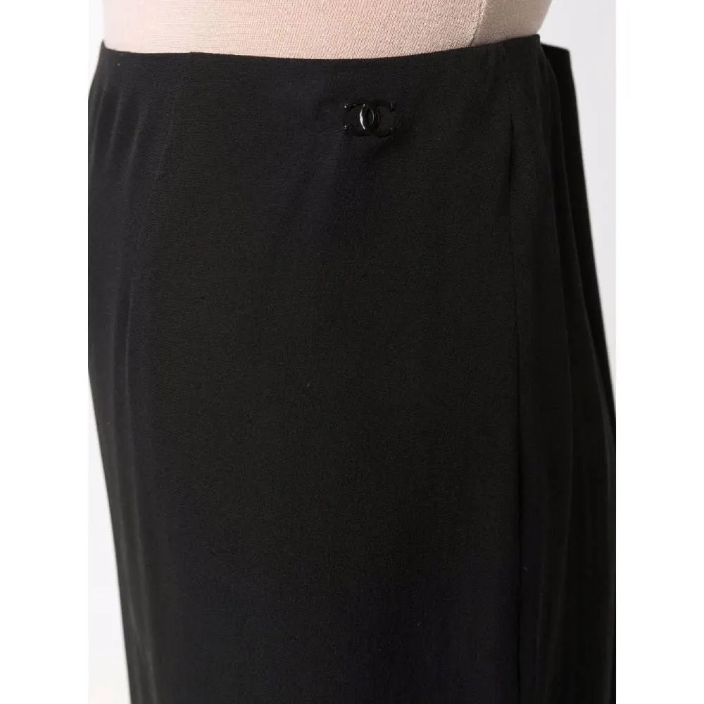 Chanel Black Silk Skirt - 2000s Black Silk Good - Box View