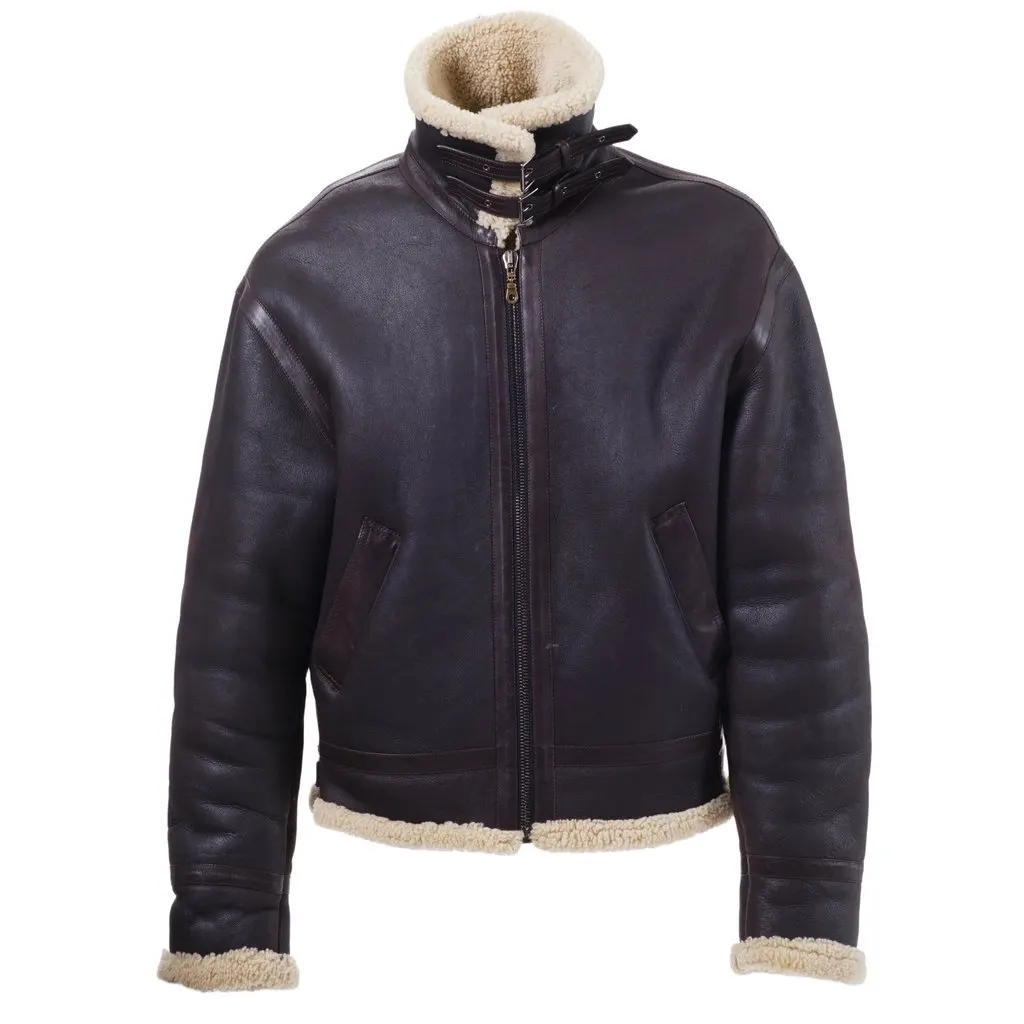 Versace Leather Shearling Jacket - '00s Brown Leather Good - Back View