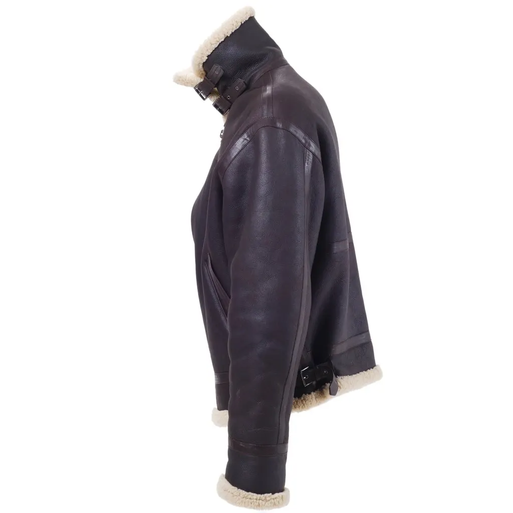 Versace Leather Shearling Jacket - '00s Brown Leather Good - Inside View