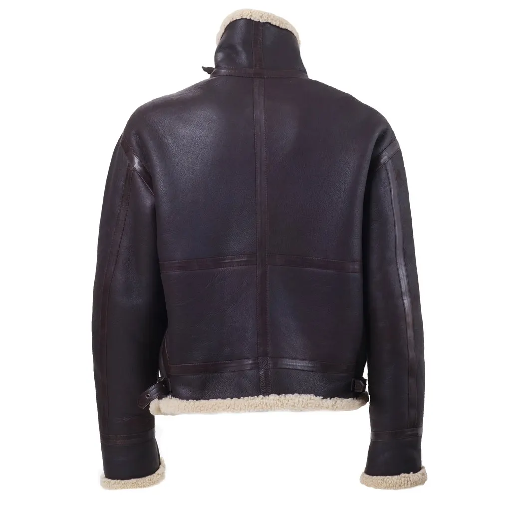 Versace Leather Shearling Jacket - '00s Brown Leather Good - Model View