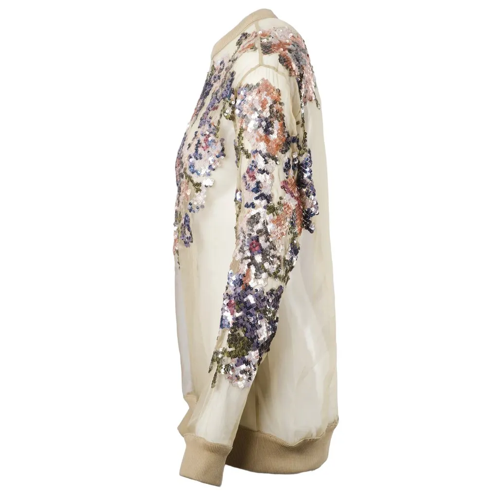 Givenchy Floral Sequin Embellished Sheer Sweatshirt - '10s MultiColor Good - Back View