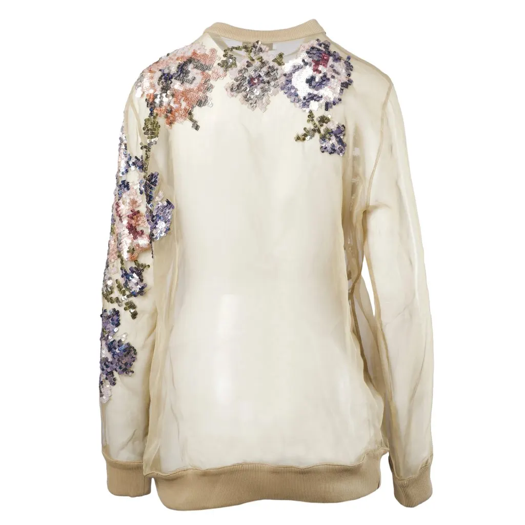 Givenchy Floral Sequin Embellished Sheer Sweatshirt - '10s MultiColor Good - Inside View