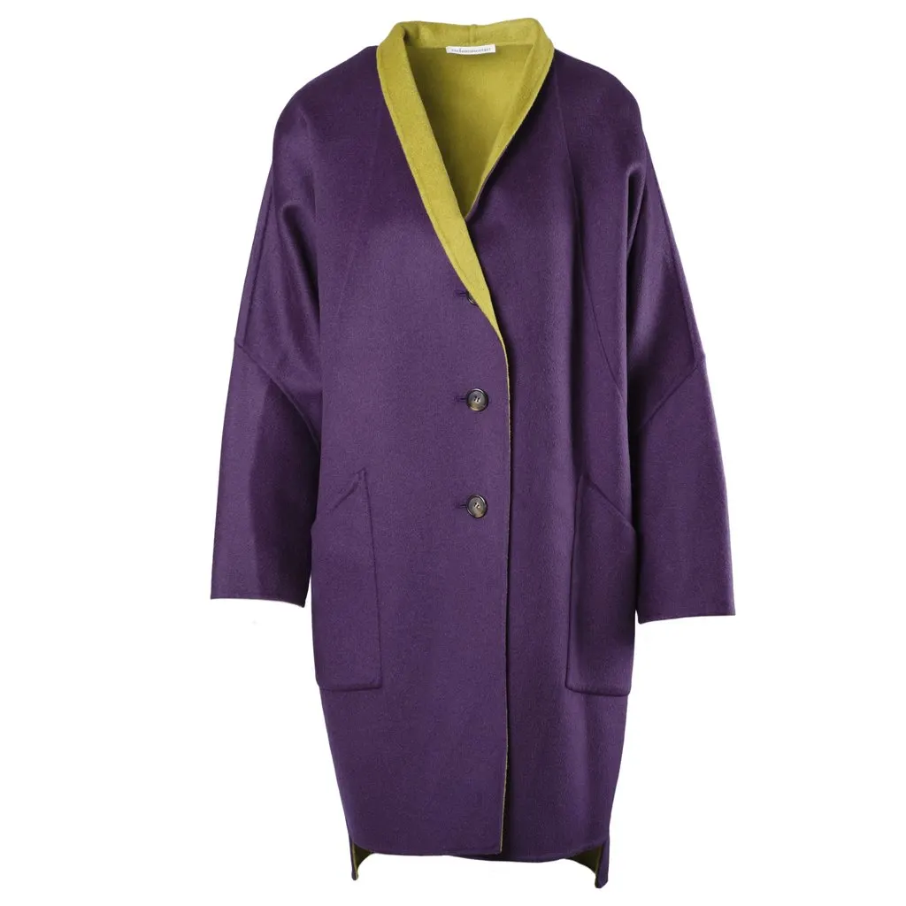 Unsigned Stefano Mortari Purple Green Coat - '00s Green Wool Good - Front View