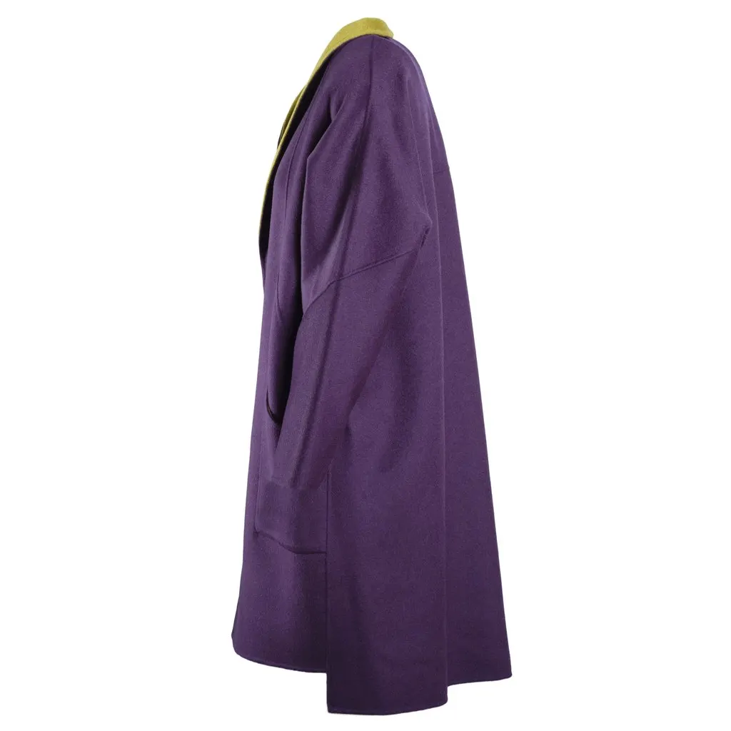 Unsigned Stefano Mortari Purple Green Coat - '00s Green Wool Good - Back View