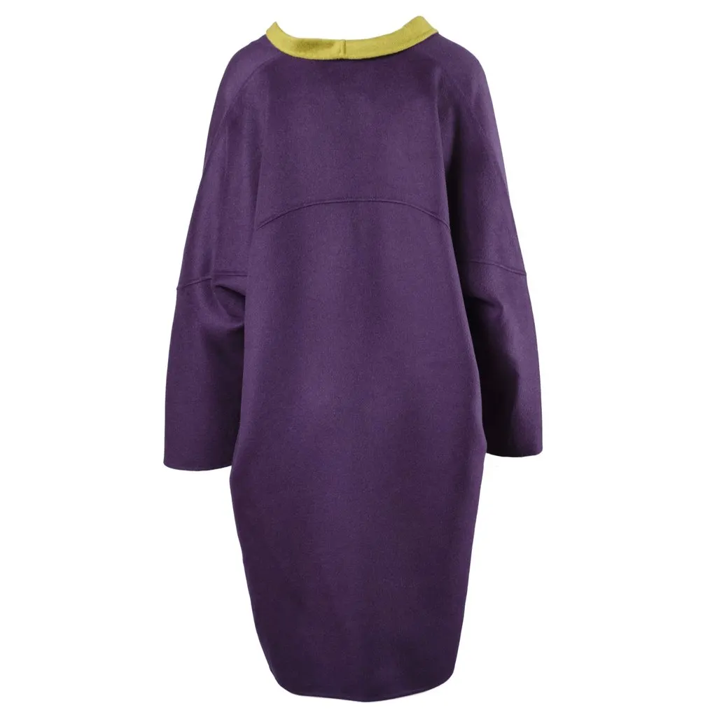 Unsigned Stefano Mortari Purple Green Coat - '00s Green Wool Good - Inside View