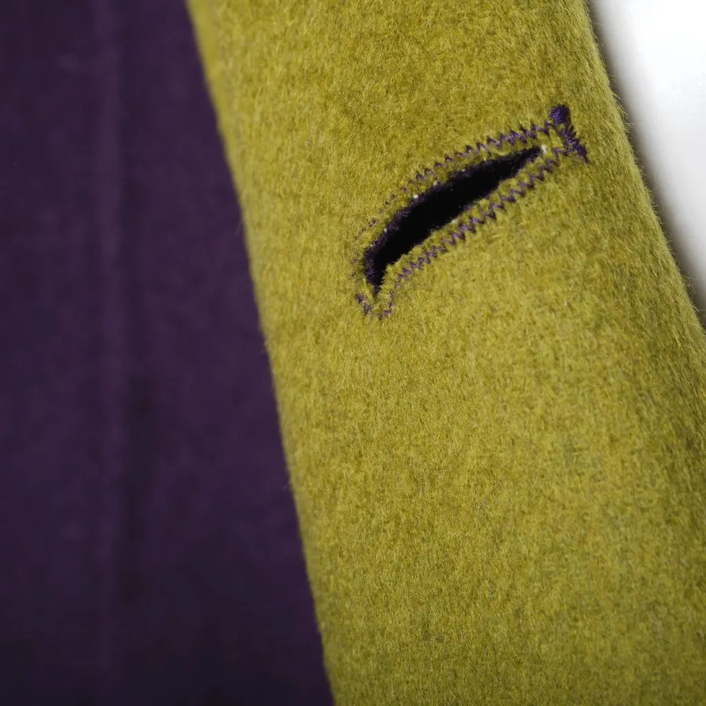 Unsigned Stefano Mortari Purple Green Coat - '00s Green Wool Good - Box View