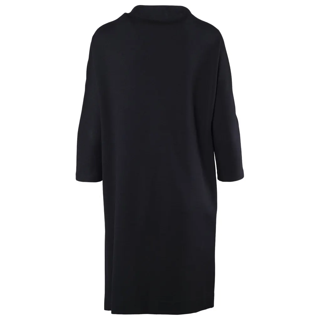 Unsigned Wool Faux Leather Combo Dress - '00s Black Wool Good - Inside View