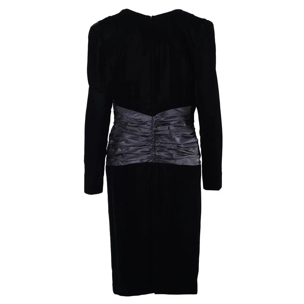 Unsigned Jeunesse Black Dress  Bow Satin - '90s Black Satin Good - Inside View
