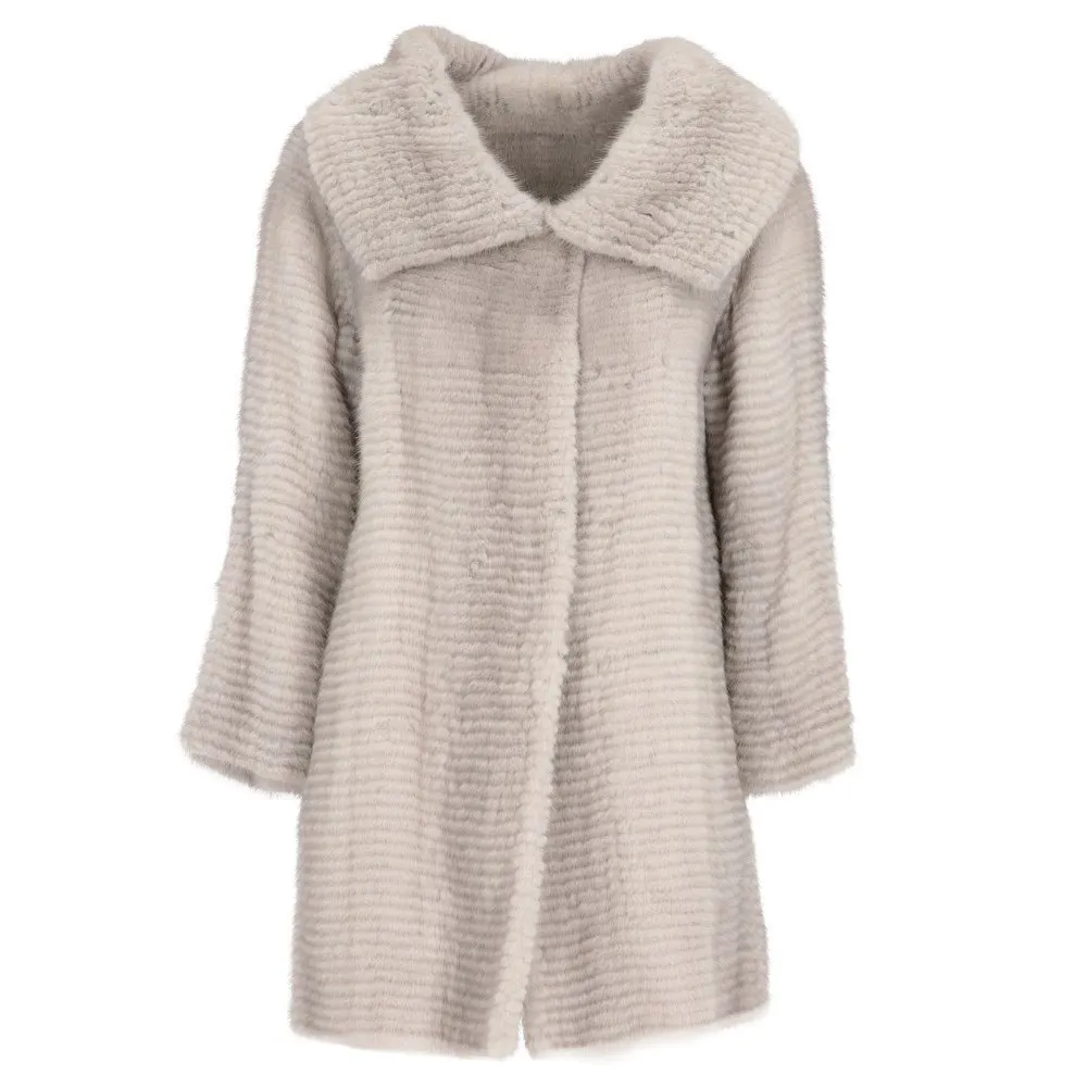 Unsigned Grey Mink Fur Coat - '90s Grey Good - Front View