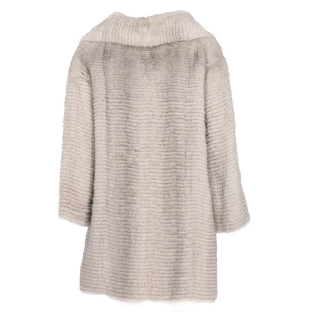 Unsigned Grey Mink Fur Coat - '90s Grey Good - Back View
