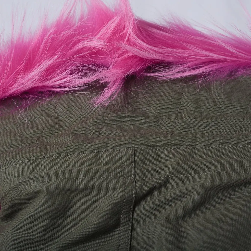 Unsigned Furs 66 Milano Fur-Trimmed Sleeveless Parka - '10s Pink Good - Model View
