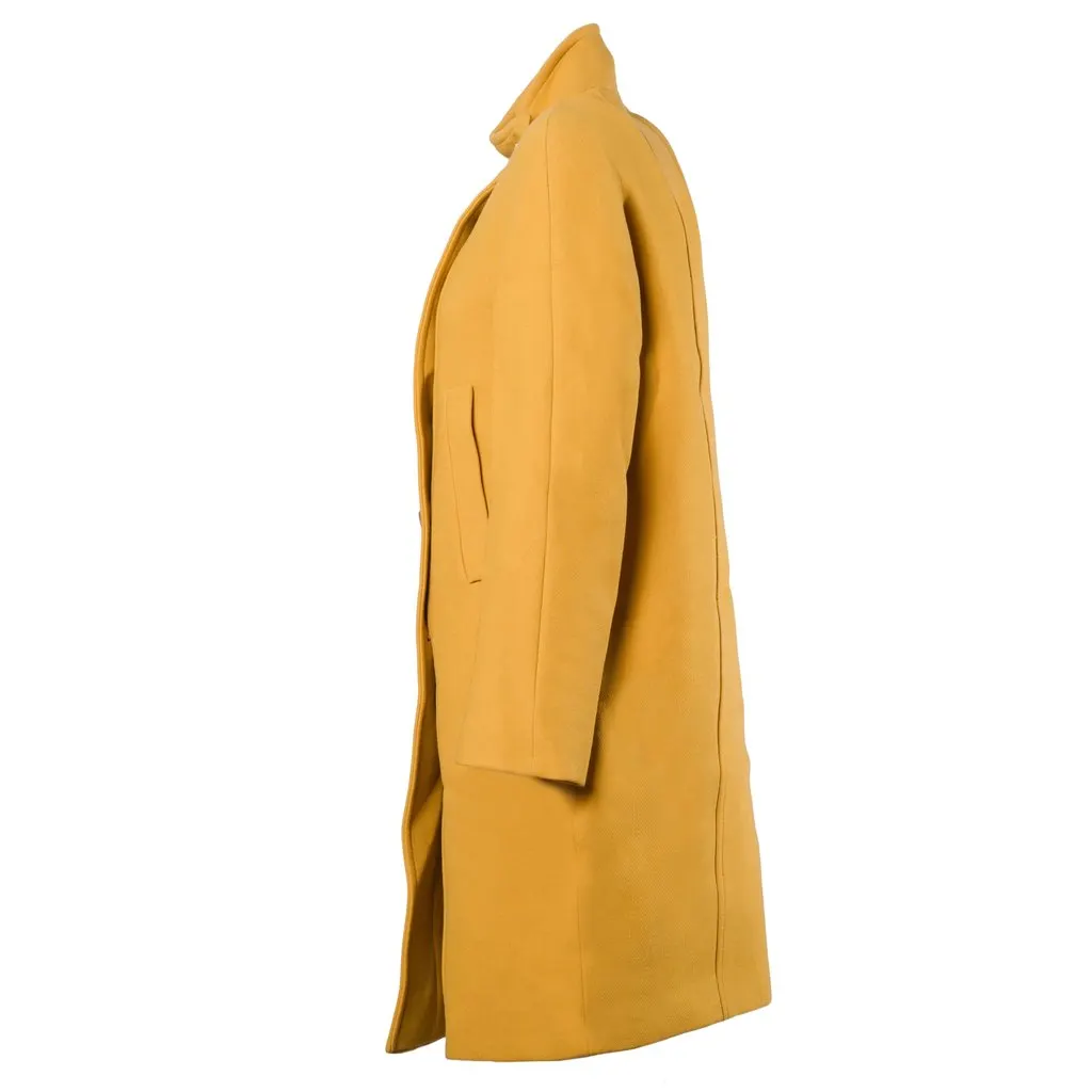 Max & Co Mustard Wool Blend Coat - '10s MultiColor Wool Good - Back View