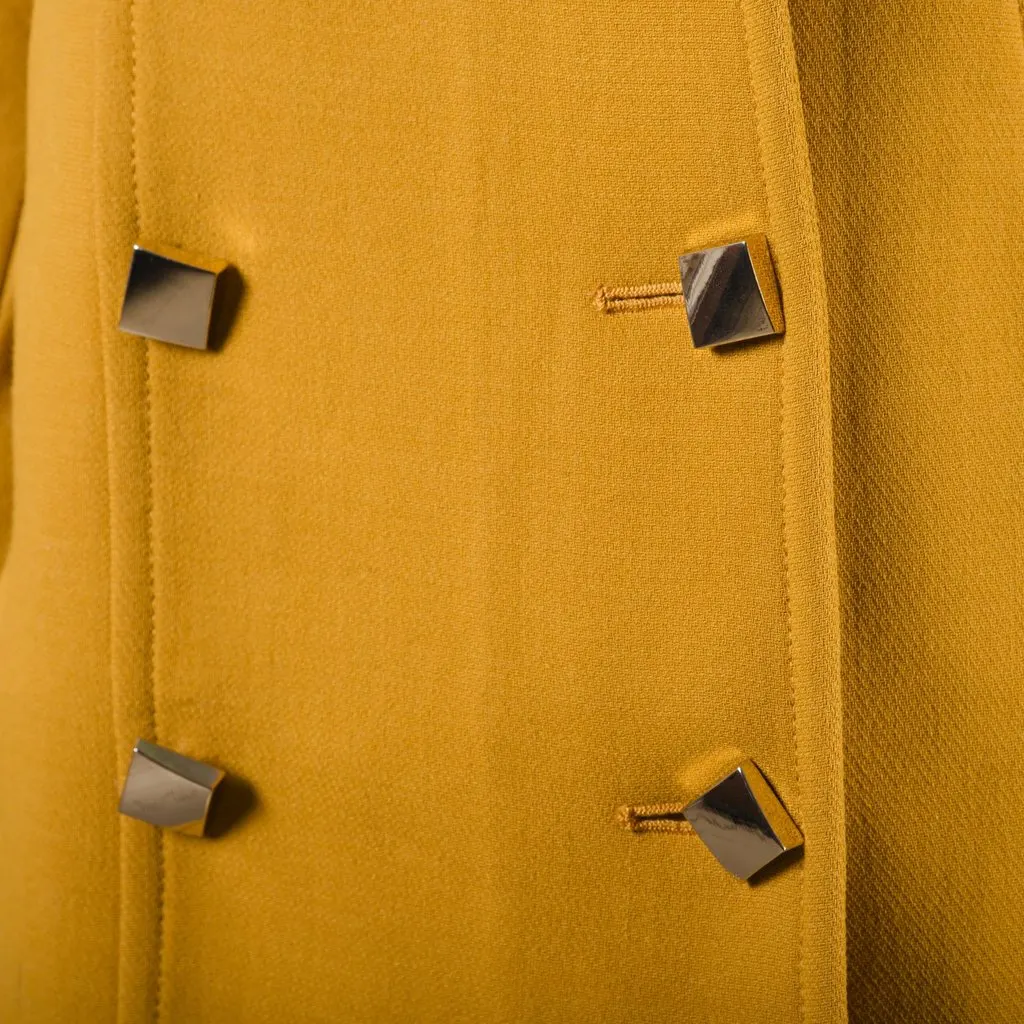 Max & Co Mustard Wool Blend Coat - '10s MultiColor Wool Good - Model View