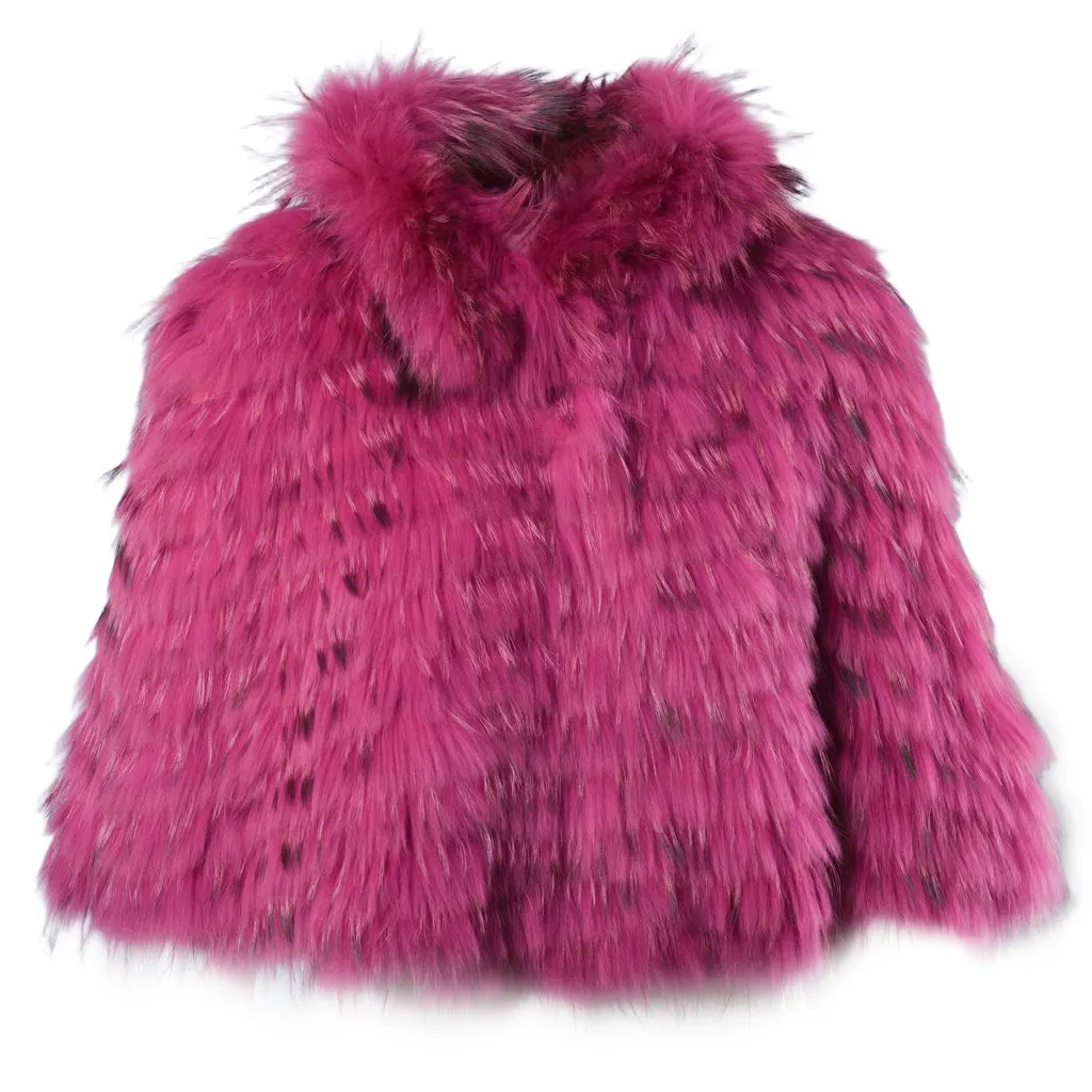 Red Valentino Fuchsia Fur Jacket - '10s Red Good - Front View