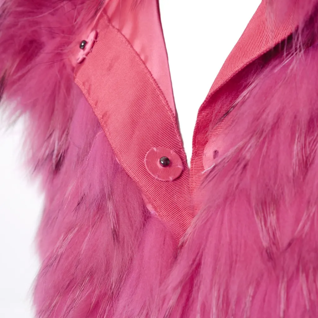 Red Valentino Fuchsia Fur Jacket - '10s Red Good - Model View