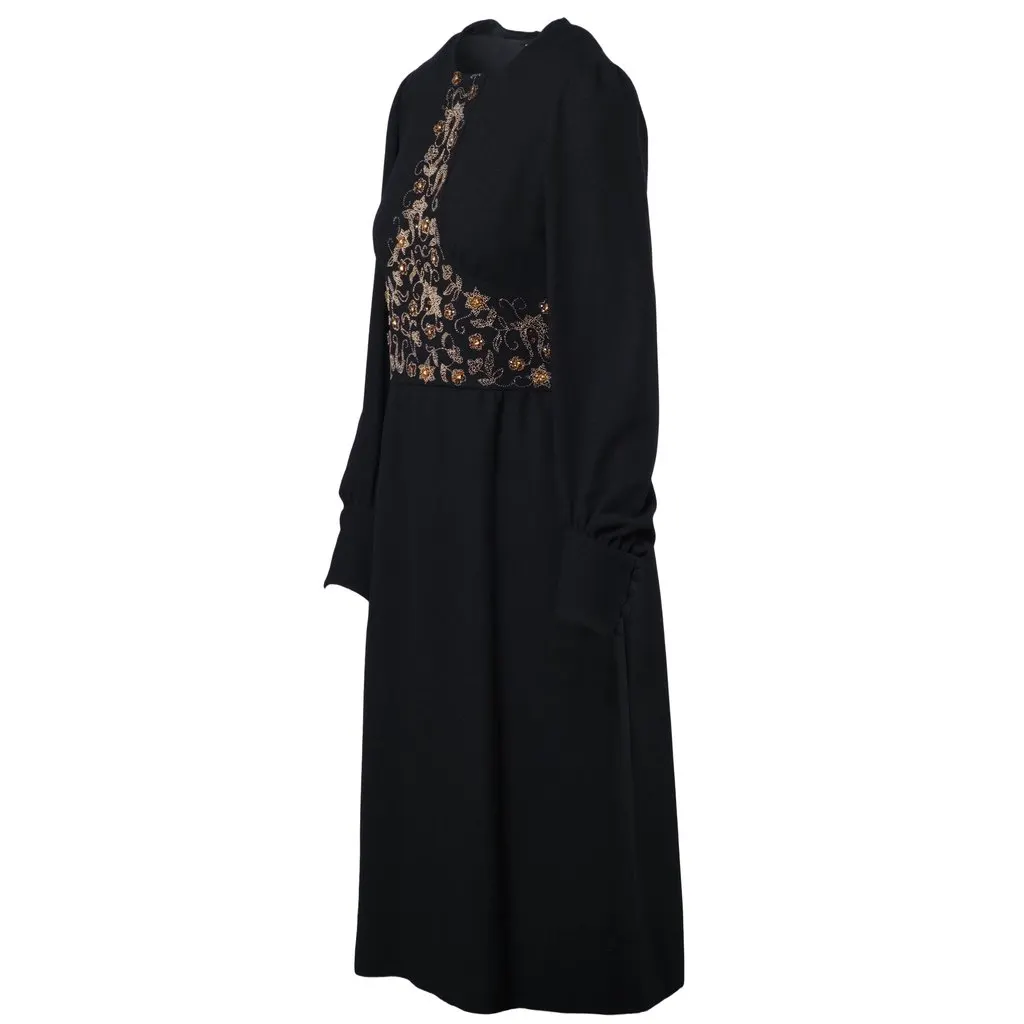 Unsigned Goo Woog Black Shiny Stone Dress - '10s Black Good - Back View