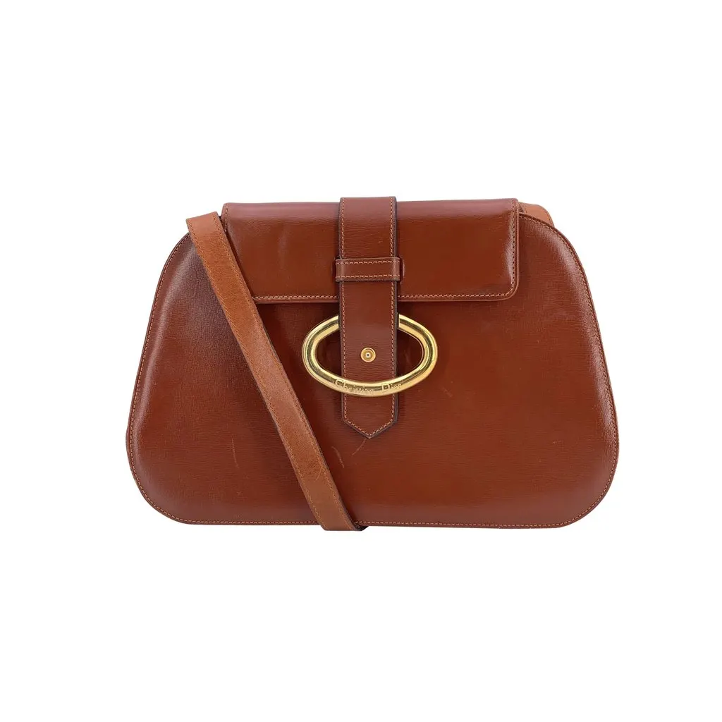 Dior Shoulder Bag Vintage Brown Leather Good - Front View