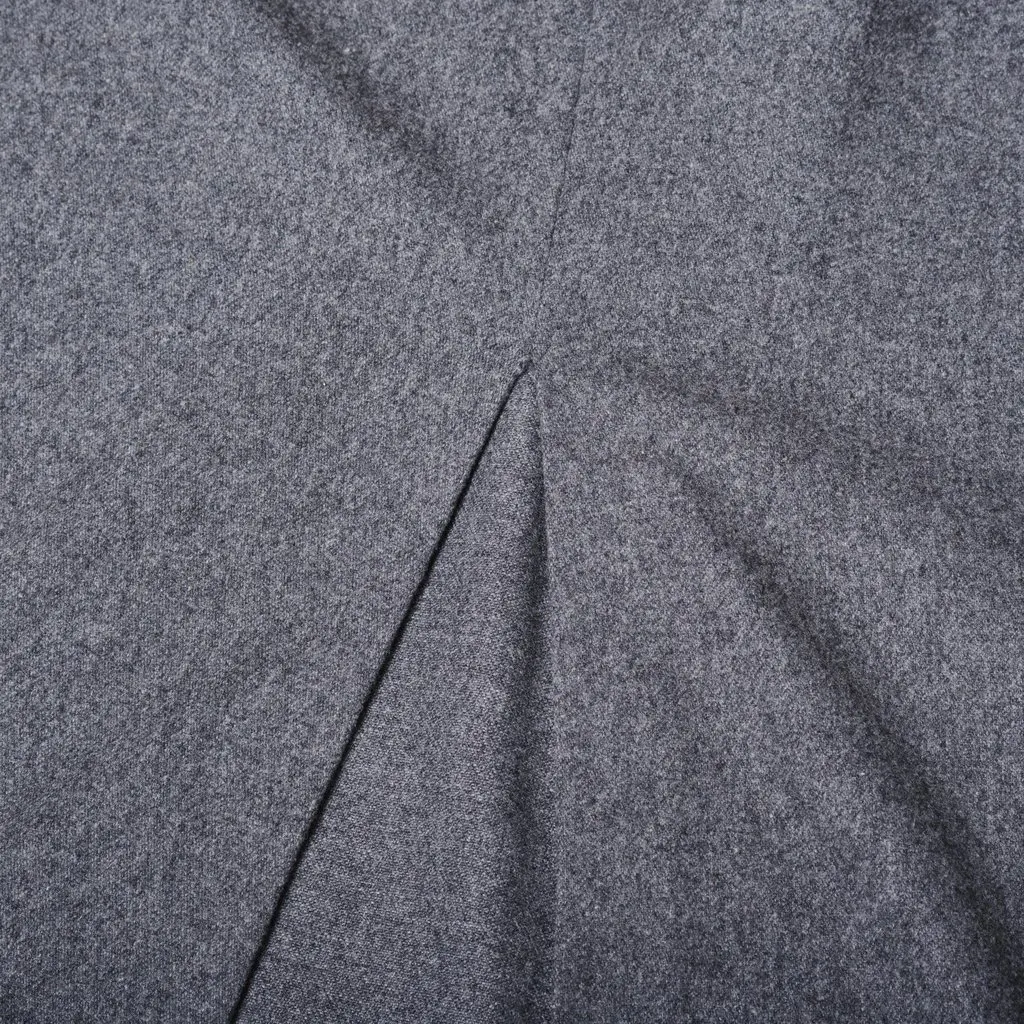 Unsigned Wool Blend Dress With a Faux Fur Collar And Cuff - '00s Grey Wool Good - Box View