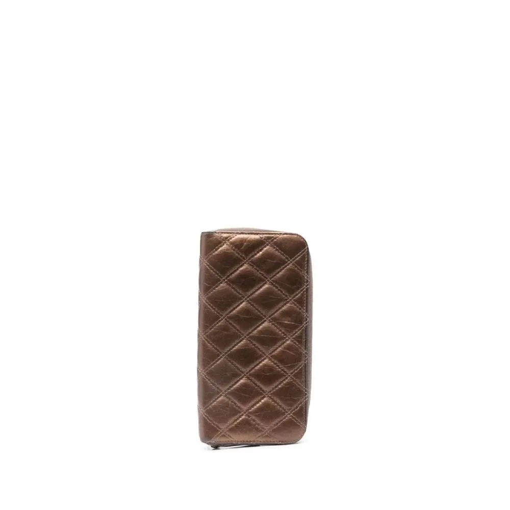 Chanel Bronze Tone Leather Wallet - 2000s Red Leather Good - Back View