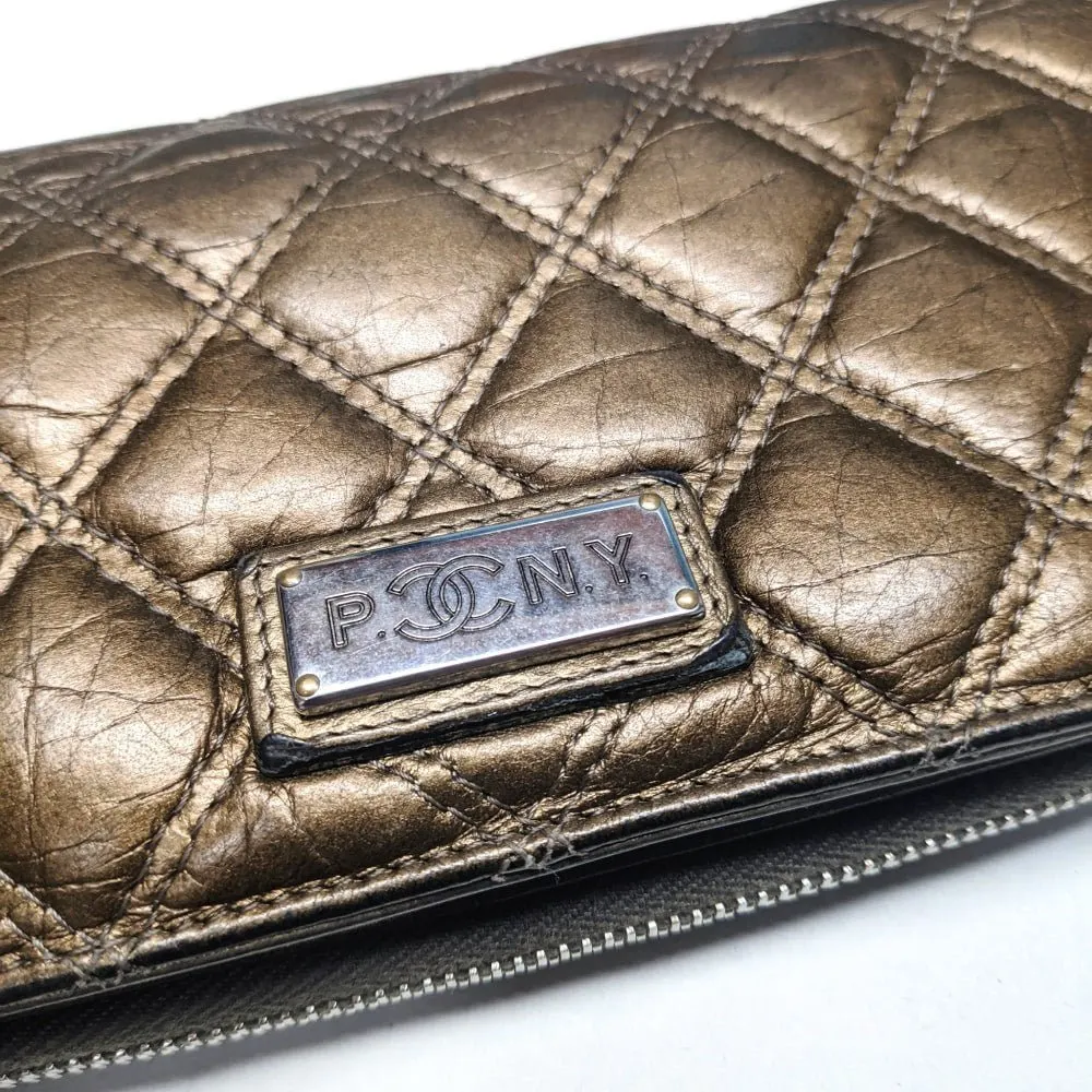 Chanel Bronze Tone Leather Wallet - 2000s Red Leather Good - Inside View