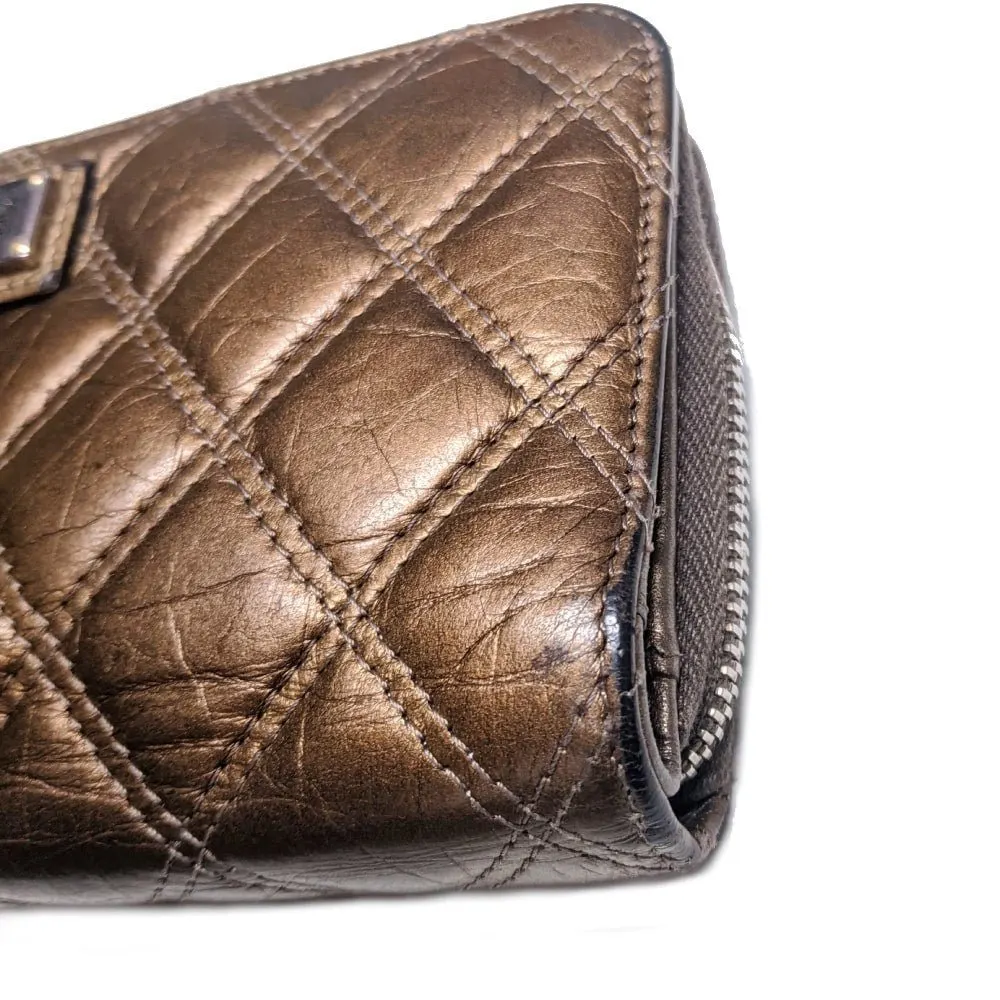 Chanel Bronze Tone Leather Wallet - 2000s Red Leather Good - Model View