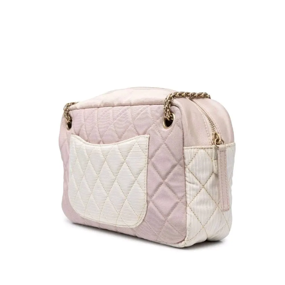 Chanel Pink and Beige Shoulder Bag - 2000s Beige Silk Good - Box View