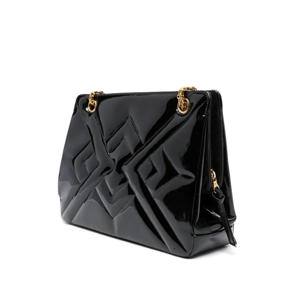 Chanel Black Patent Leather Shoulder Bag - '90s Black Leather Good - Inside View
