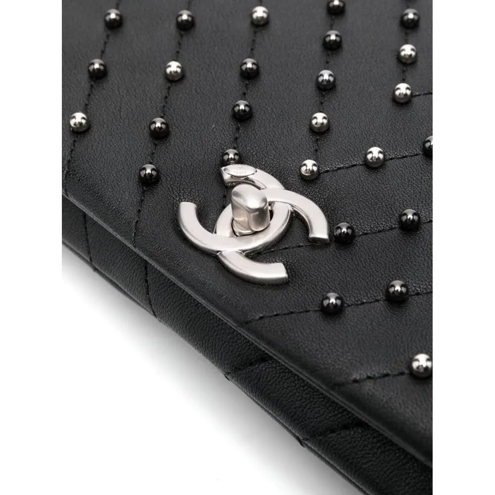 Chanel Black Chevron Quilted Leather Bag - 2010s Black Leather Good - Model View