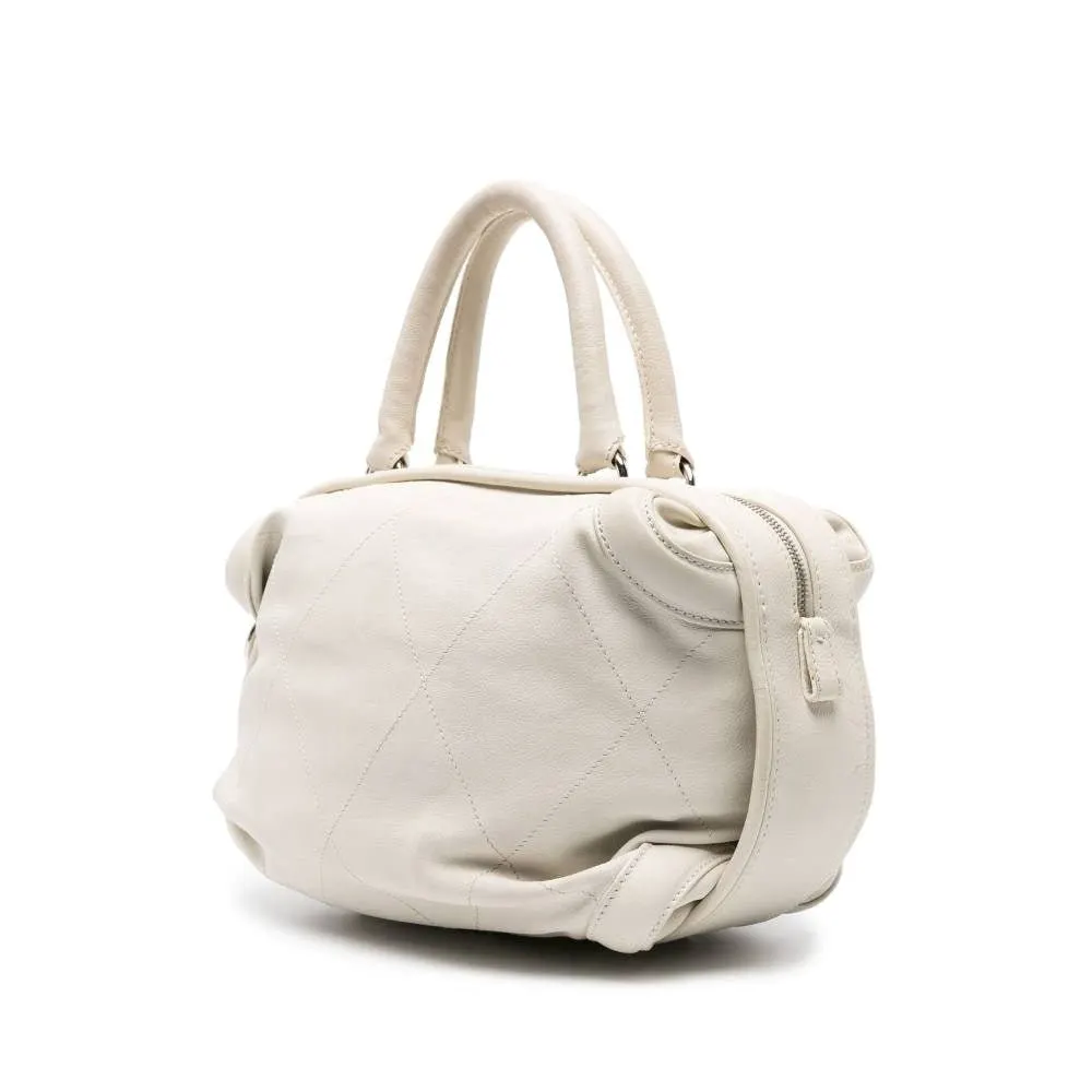 Chanel Cream White Quilted Leather Handbag - 2000s Beige Leather Good - Inside View