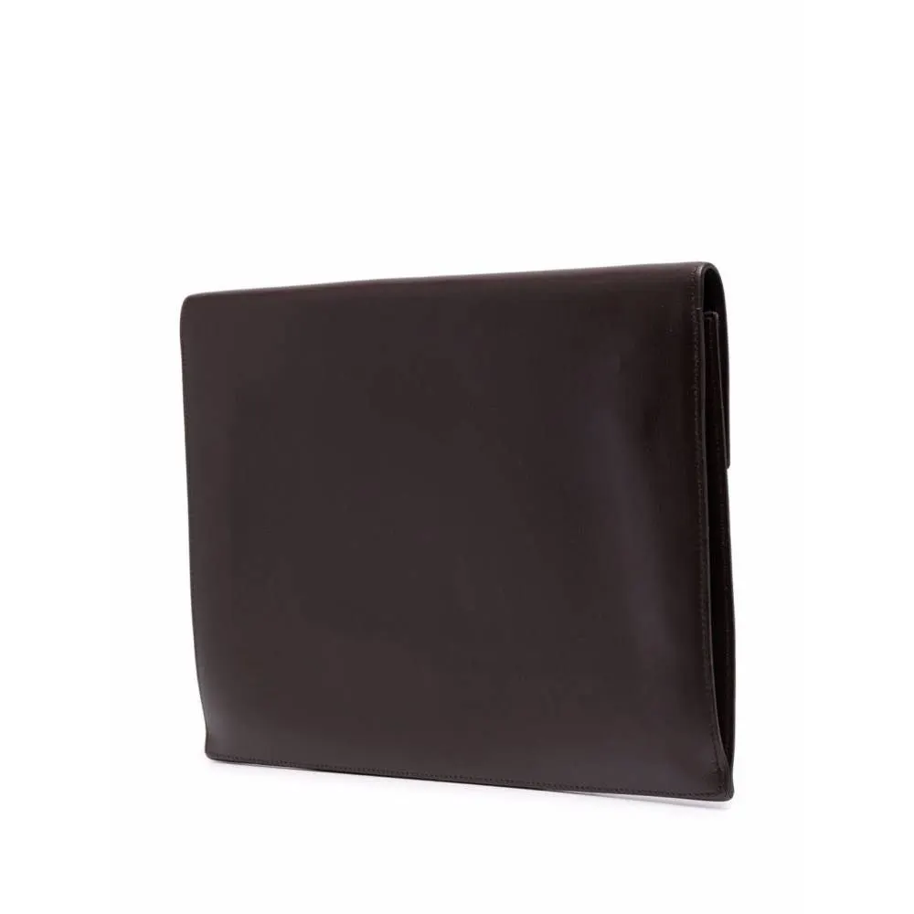 Hermès Dark Brown Leather Pochette - '80s Brown Leather Good - Inside View