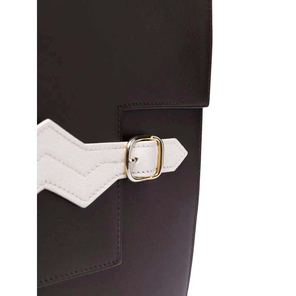 Hermès Dark Brown Leather Pochette - '80s Brown Leather Good - Model View