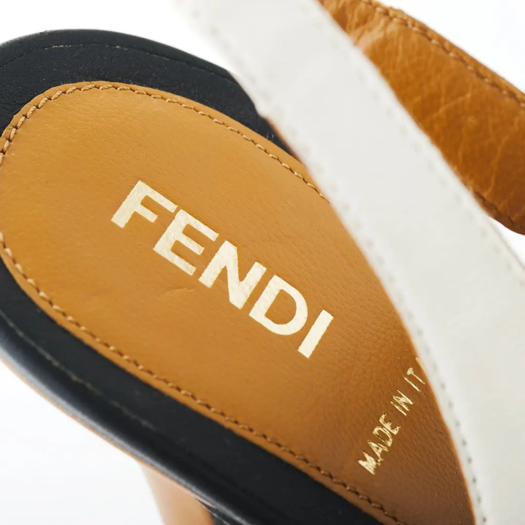 Fendi Leather Peep Toe Slingback Sandals - '10s MultiColor Leather Good - Model View