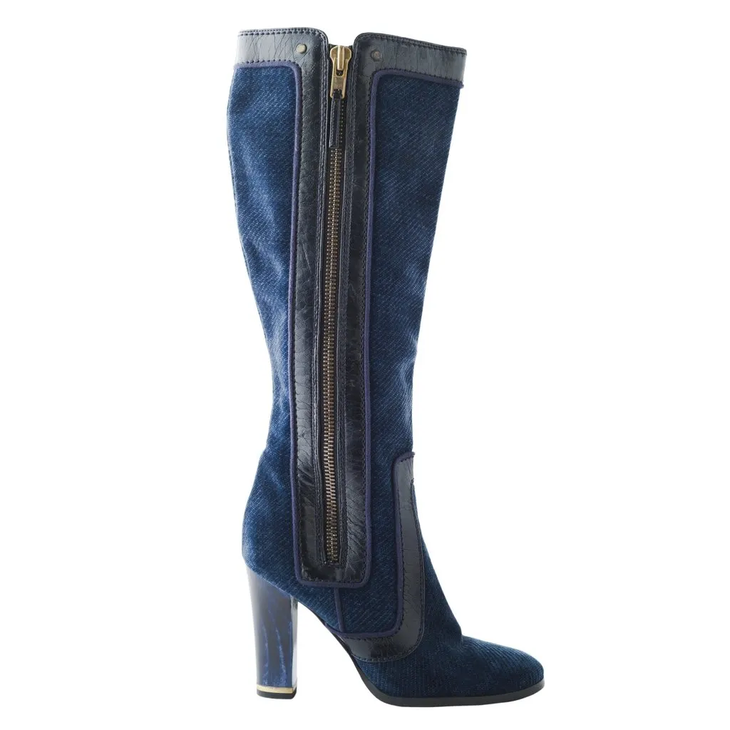 Stella McCartney Denim Boots - '10s MultiColor Denim Good - Front View